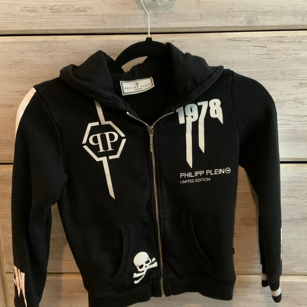 Philipp Plein Junior Black & White Designer Hoodie- Made in Turkey